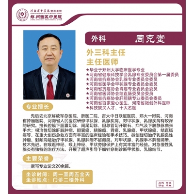周克堂——甲狀腺、乳腺疾病專家、外三科主任、主任醫(yī)師